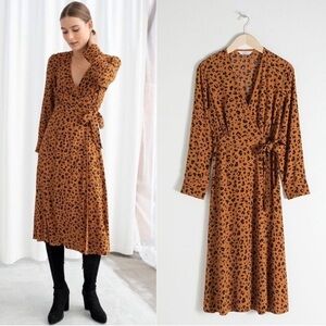 & Other Stories Leopard Print Midi Wrap Dress